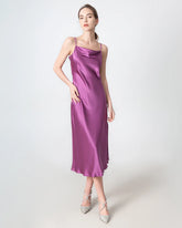 Robe Midi en Soie à Col Bénitier Fendue